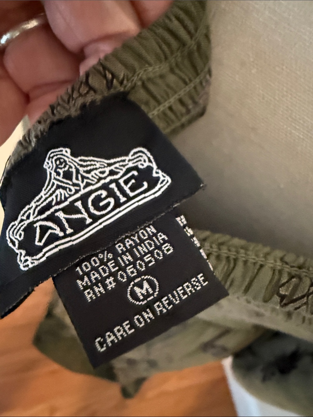 Angie Olive Green Maxi Dress with Black Floral Print. Medium - Picture 4 of 7